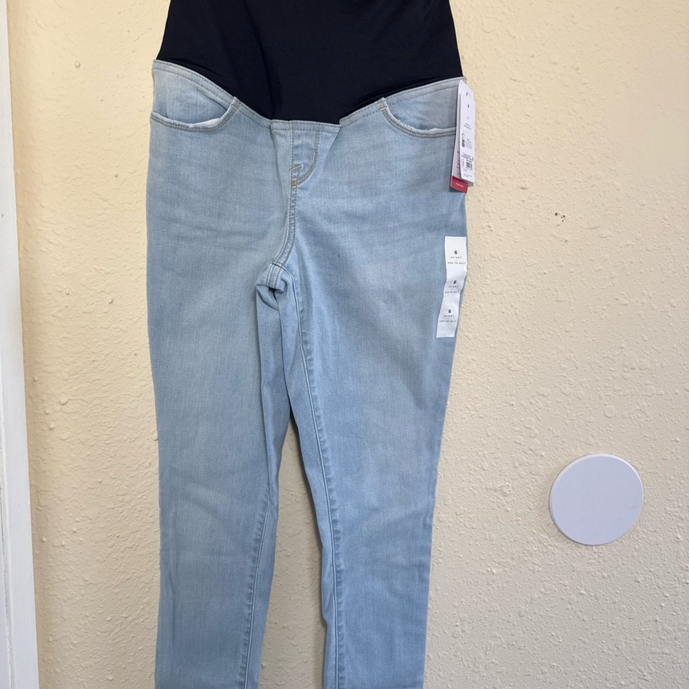 Isabel Maternity Light Blue Skinny Jeans Size 6 Over The Belly